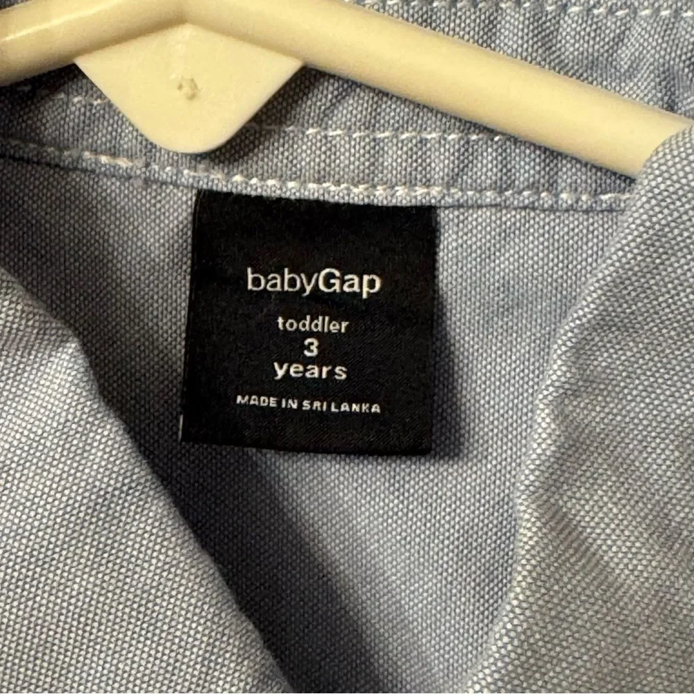 Baby Gap Light Blue Button Down Collared Shirt with Teddy Bear Logo